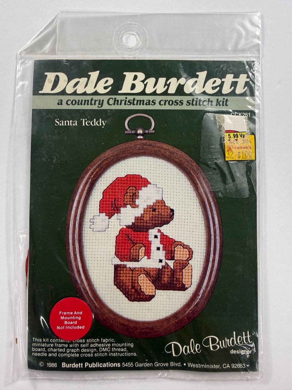 Vintage Dale Burdett Cross Stitch Kit Santa Teddy CCK261 Mini Christmas Bear NIP